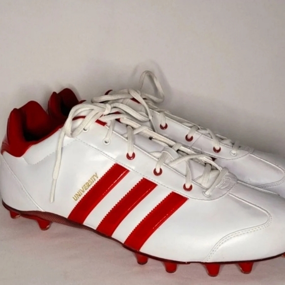 💰NWOT! ADIDAS ▪︎ MEN'S RED AND WHITE FOOTBALL CLEATS ▪︎ SIZE 15 - Picture 1 of 12